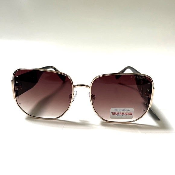 New Original TRUE RELIGION Square Oversized Sunglasses Rhinestone Black